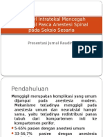 Fentanyl Intratekal Mencegah Menggigil Pasca Anestesi Spinal