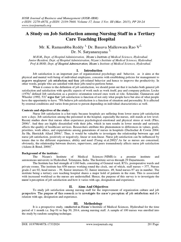 Nurse Job Satisfaction Study in NIMS | PDF | Job Satisfaction | P Value