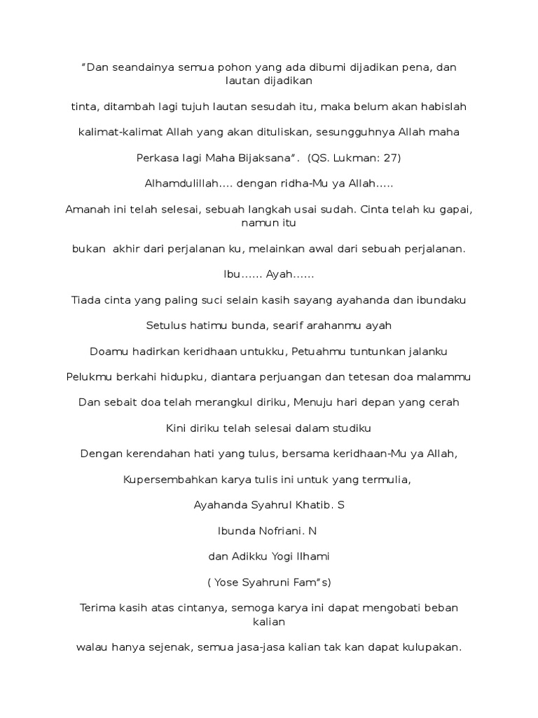 Kata Persembahan Skripsi