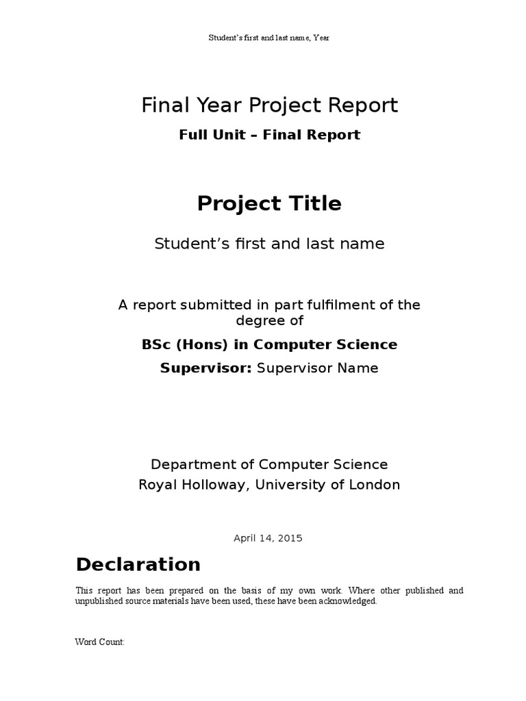 research project final report format