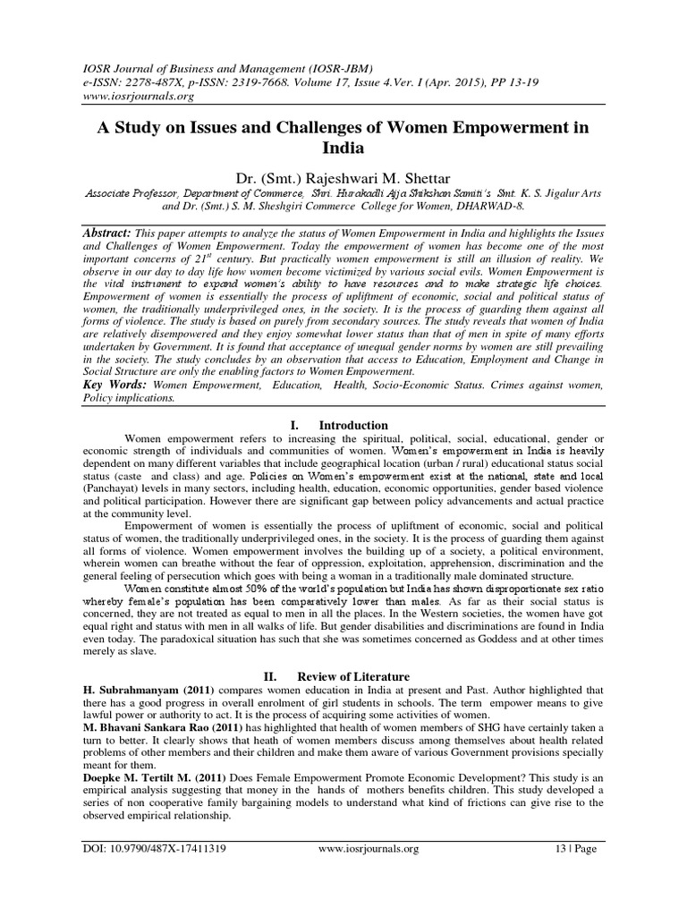Challenges of Women Empowerment in India | PDF | Wellness