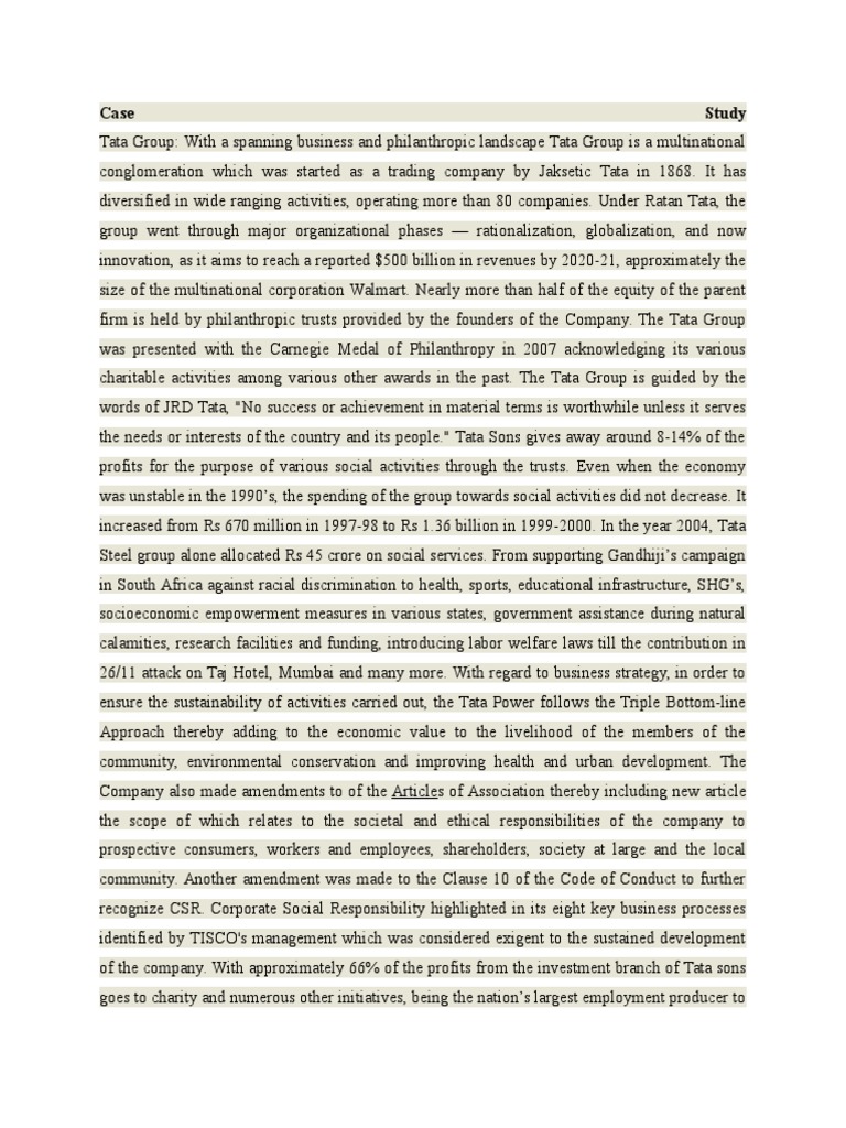 Case Study PDF Corporate Social Responsibility