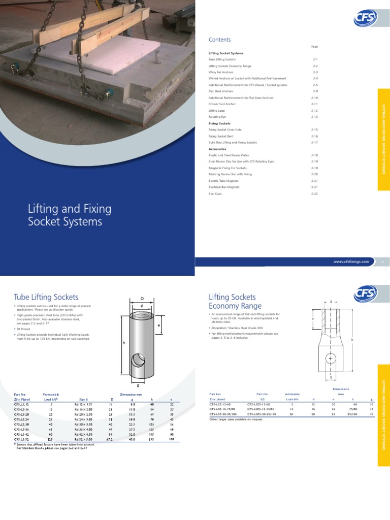 Precast Concrete Lifting Socket Systems | PDF | Screw | Precast Concrete