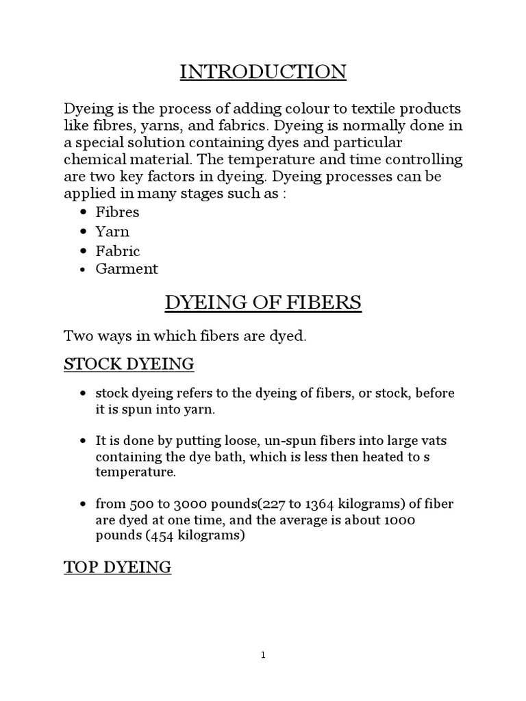 Dyeing Processes in Textile Production | PDF | Dyeing | Textiles