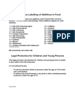 Compulsory Labelling of Additives in Food: Stand 01/00