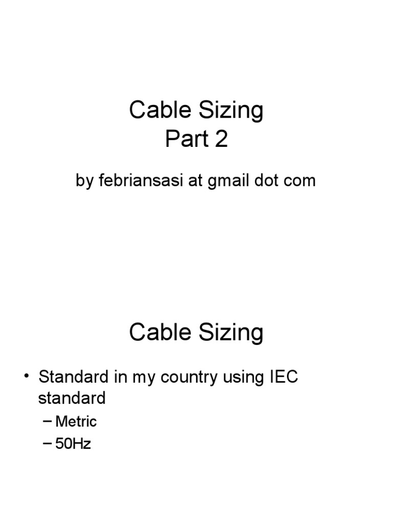 Cable Sizing Guidelines for IEC Standards | PDF