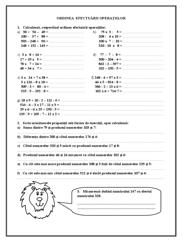 Calculeaza Respectand Ordinea Efectuarii Operatiilor - 4