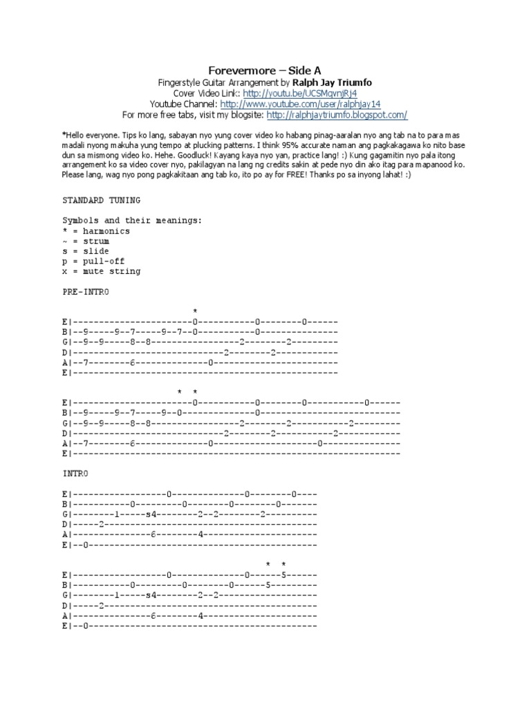 Forevermore Fingerstyle Guitar Tab by Ralphjay14 PDF