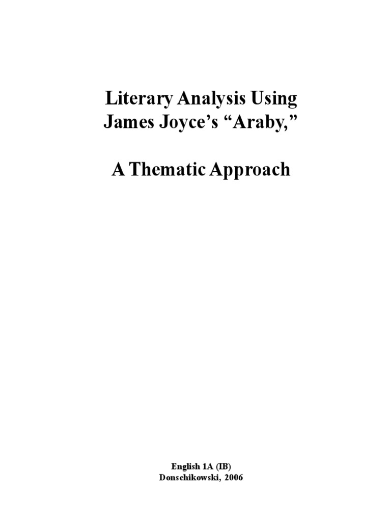 Literary Analysis Using Araby PDF Essays Narration