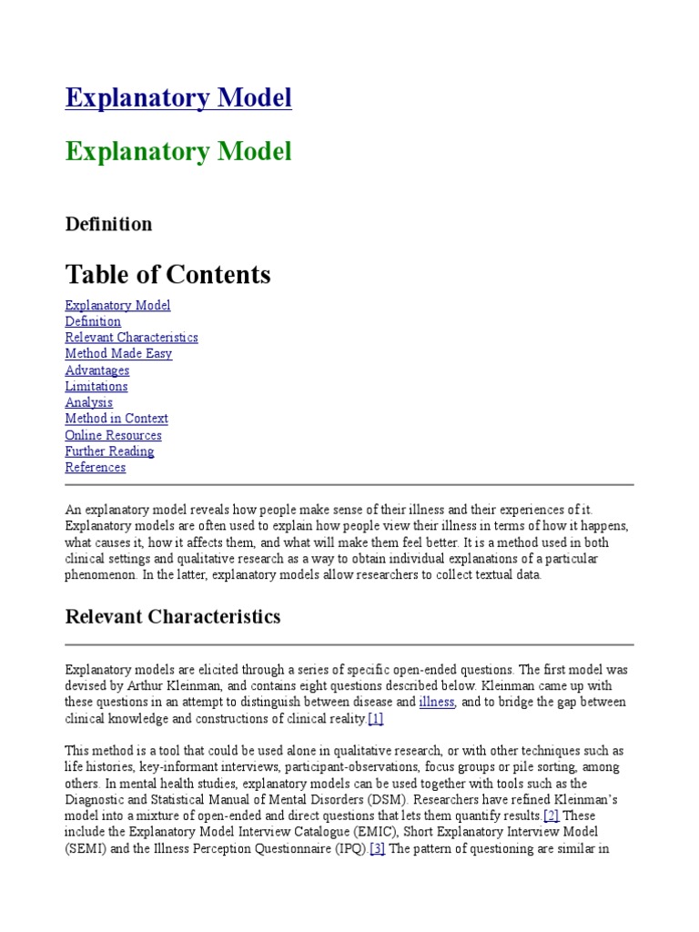 Kleinman's Explanatory Model of Illness | PDF | Qualitative Research ...