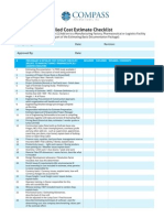 Preliminary Detailed Cost Estimate Checklist