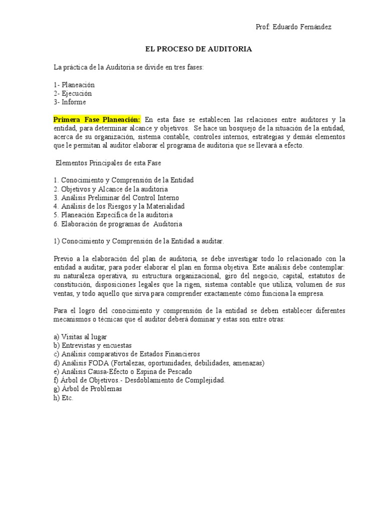 Fases del Proceso de Auditoría: Guía Completa | PDF | Auditoría | Contralor