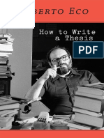 How To Write A Thesis - Umberto Eco & Caterina Mongiat Farina & Geoff Farina & Francesco Erspamer