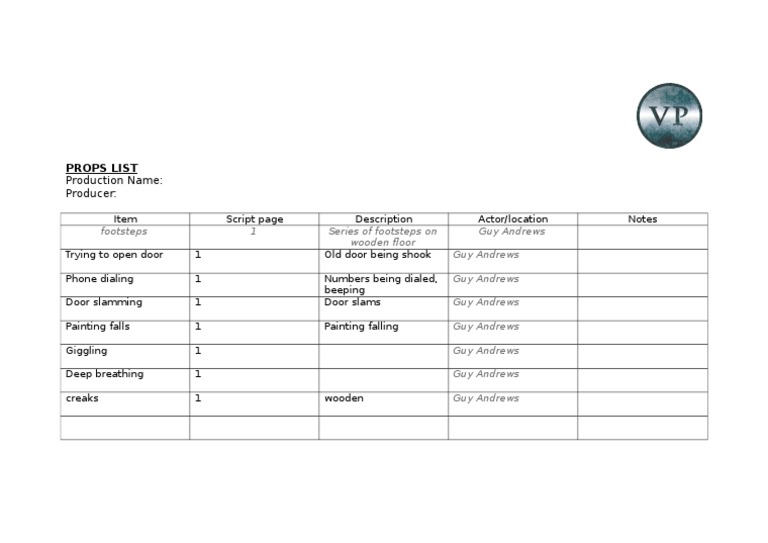 Props List | PDF