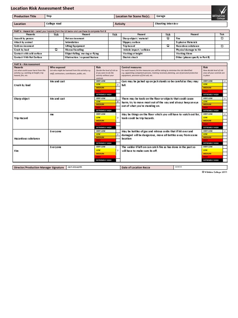 Risk Assessment Garage 1 | PDF | Hazards | Risk
