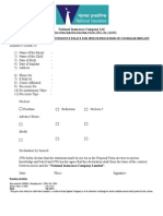 National Insurance Company LTD: Proposal Form - Special Contingency Policy For Speech Processor of Cochlear Implant