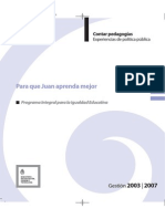 Para Que Juan Aprenda Mejor. PIIE Contar Pedagogías. Experiencias de Política Pública