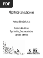 Algoritmos A2 TiposPrimtivosConnstantesEVariaveis ExpressoesAritmeticas