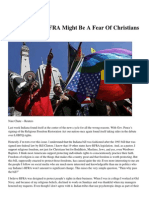 outrage over rfra might be a fear of christians