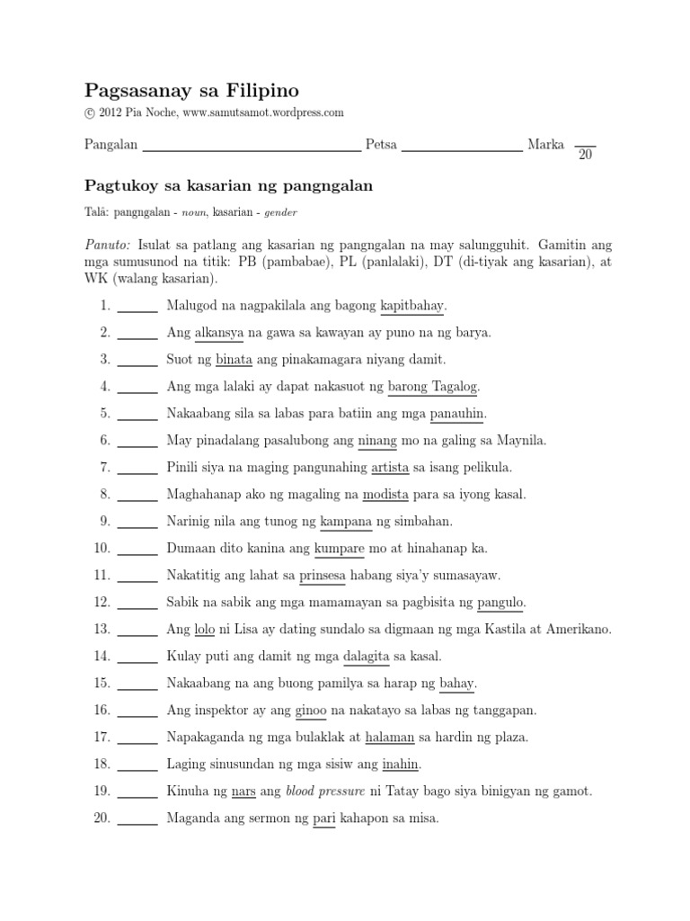 Kasarian Ng Pangngalan 1