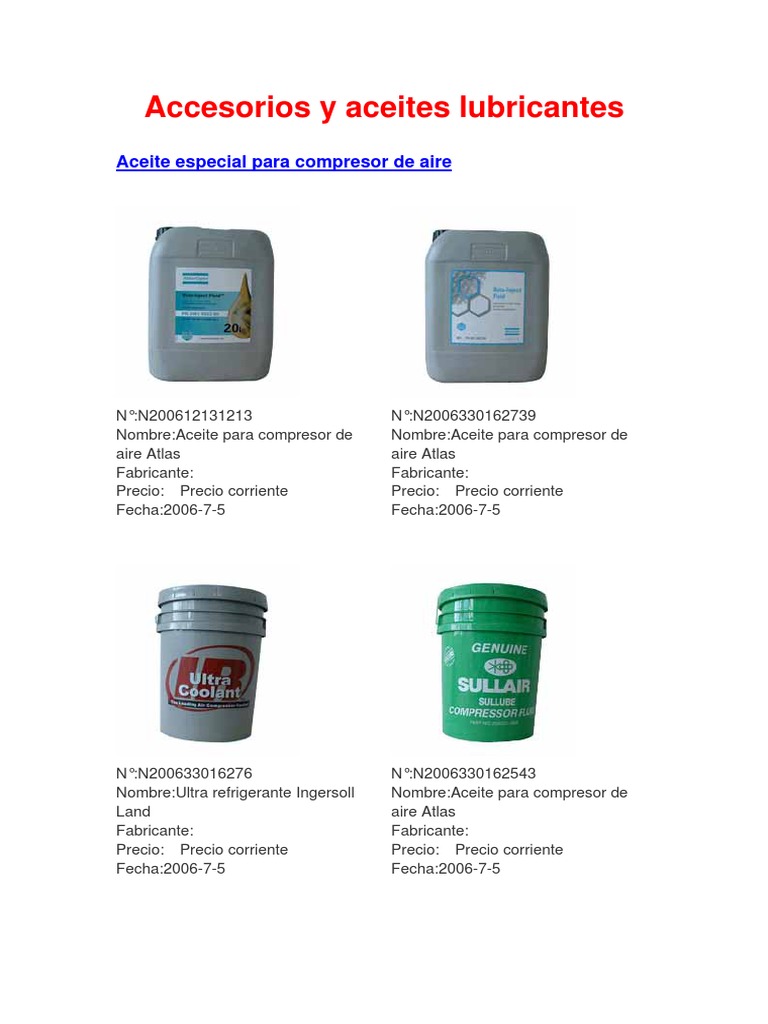 Aceite Especial para Compresor de Aire | PDF