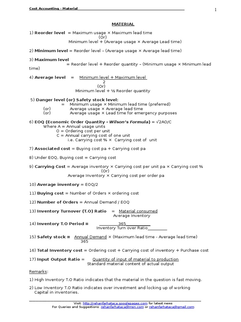 Cost Accounting - Material | PDF | Finance & Money Management | Computers