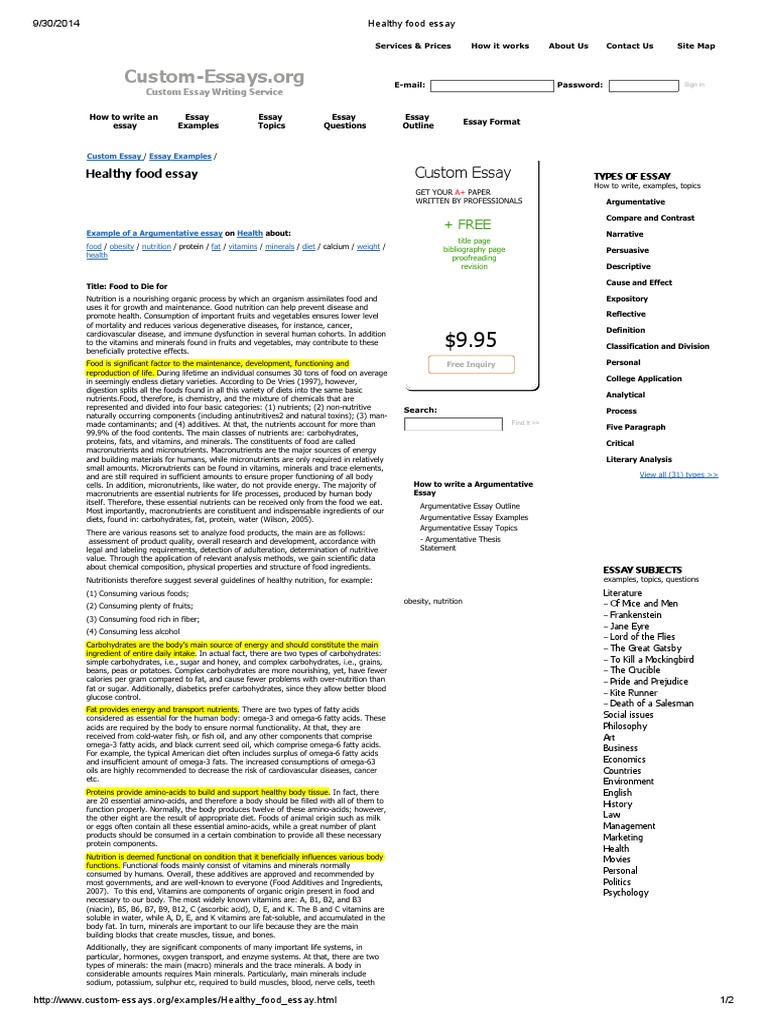 Importance of eating healthy food essay picture