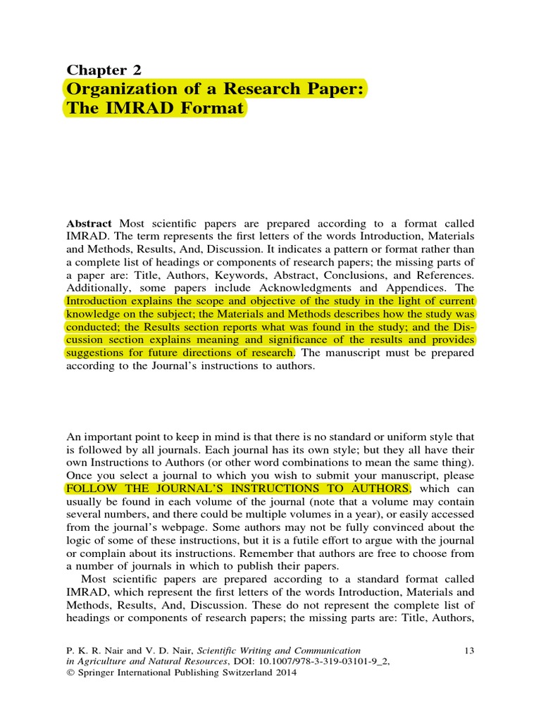 organization of a research paper the imrad format