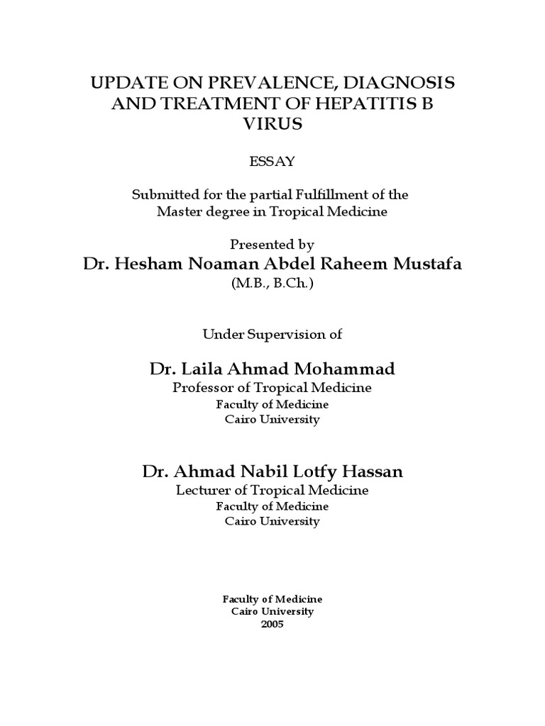Update On Prevalence, Diagnosis and Treatment of Hepatitis B Virus ...