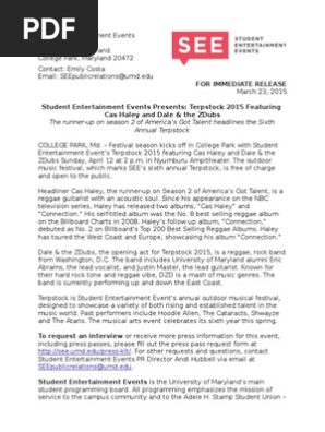 Terpstock 2015 Press Release