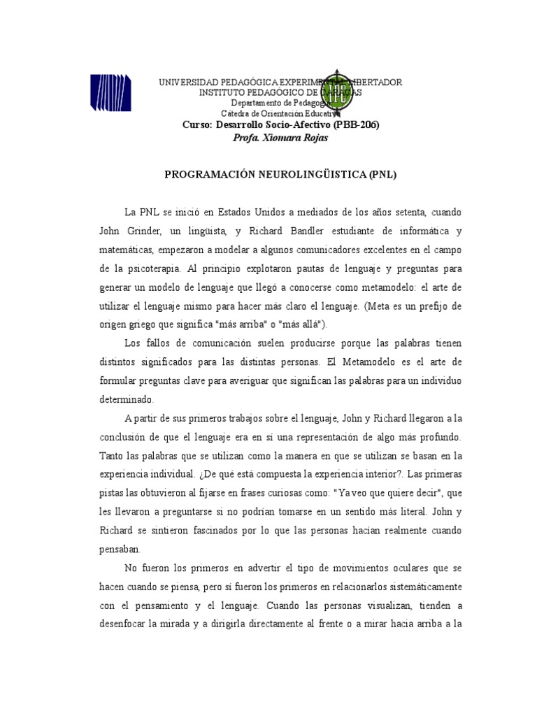 Guía de PNL | PDF | Programación neurolingüistica | Aprendizaje