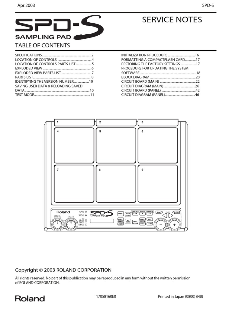 Roland Spd S Servicemanual Synthesizer Electrical Connector