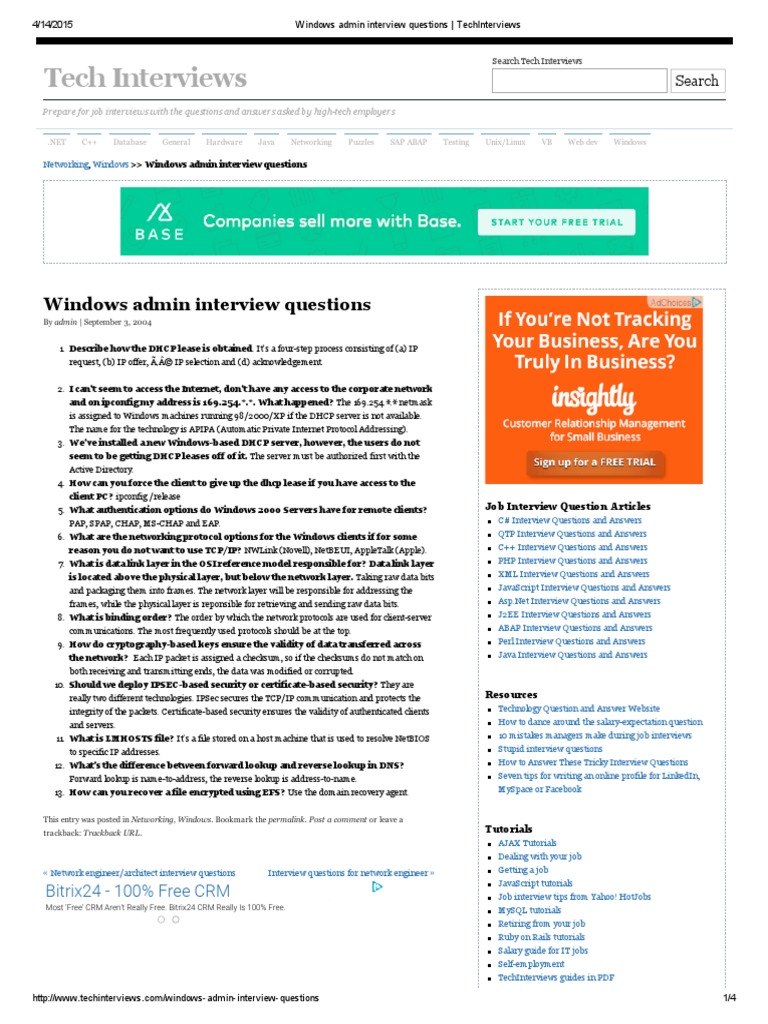 Windows Admin Interview Questions _ TechInterviews Computer Network
