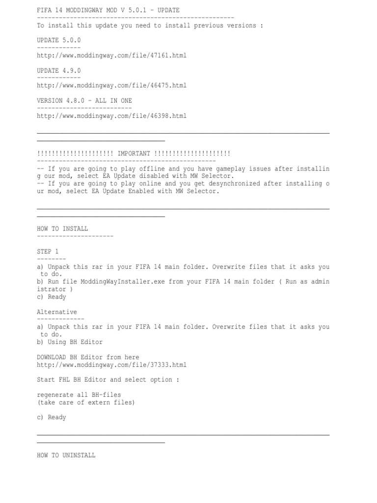 Fifa 14 How To Install Moddingway Mod. | PDF | Uefa Champions.