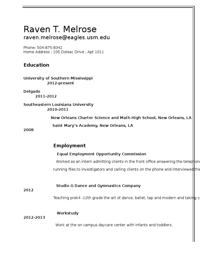 Raven Melrose's Resume and Experience | PDF | Career & Growth