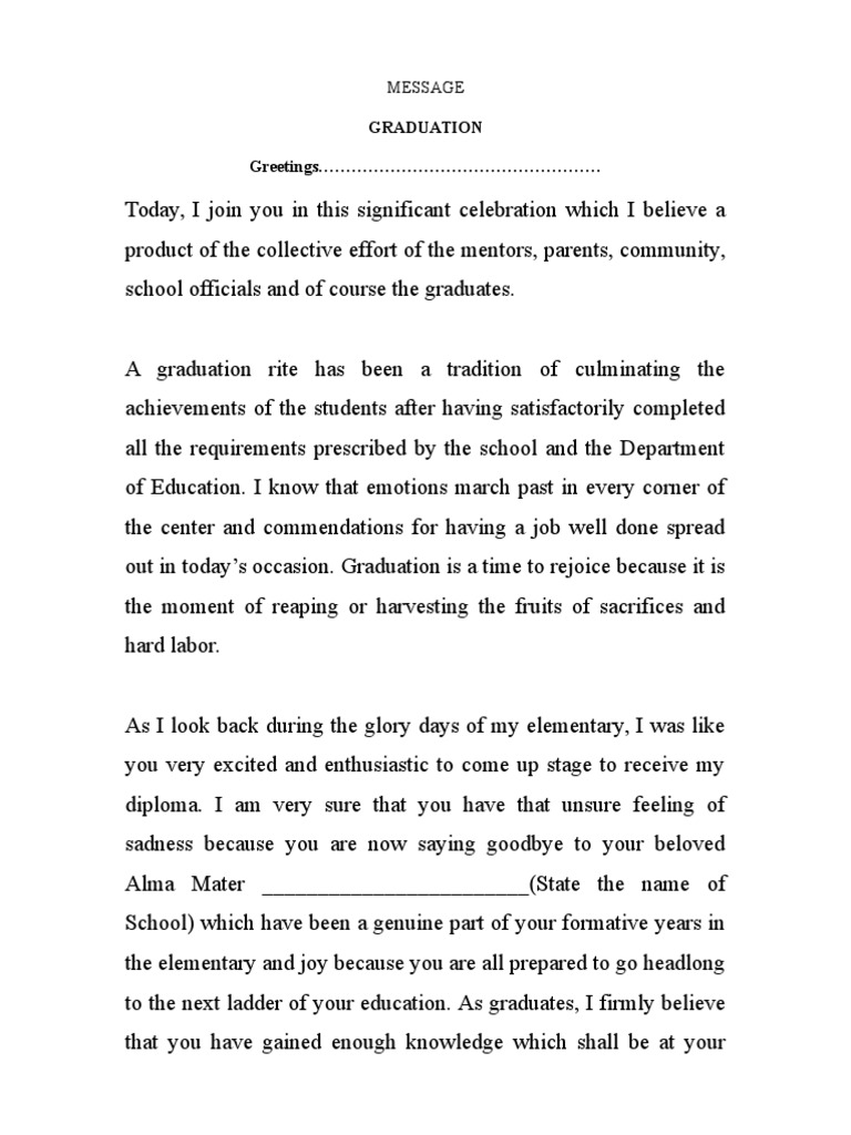 Graduation Ceremony Speech Highlights | PDF | Religious Education | Schools