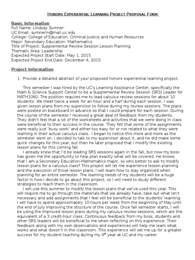 Srs Experience | PDF | Lesson Plan | Constructivism (Philosophy Of ...