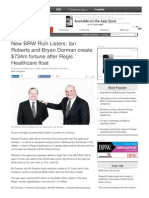 015.ian Roberts and Bryan Dorman Create $734m Fortune After Regis Healthcare Float