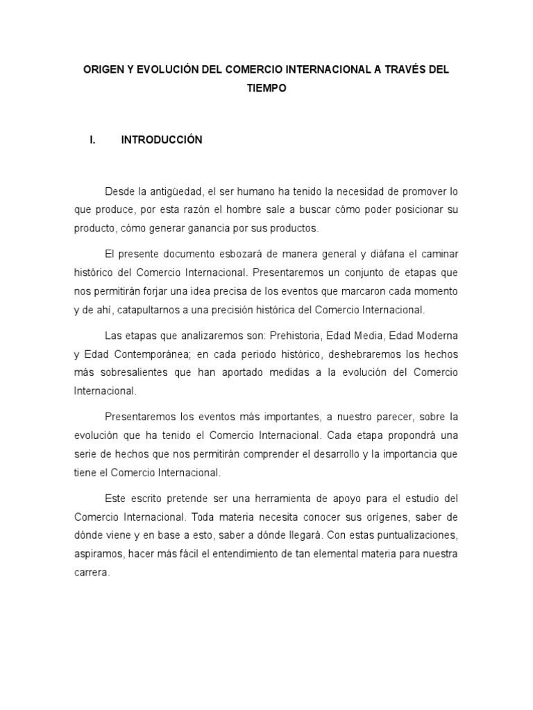 Origen y Evolución Del Comercio Internacional A Través Del Tiempo | PDF ...