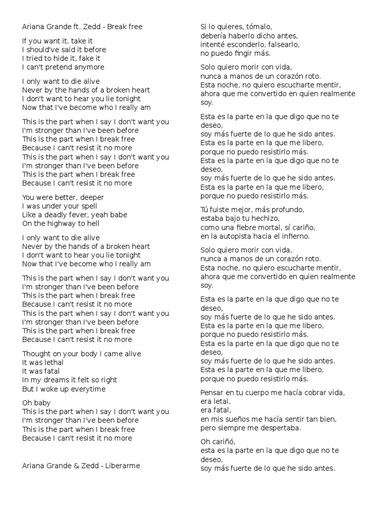 Ariana Grande - Break Free | PDF | Música grabada | Música pop, image size:768x1024