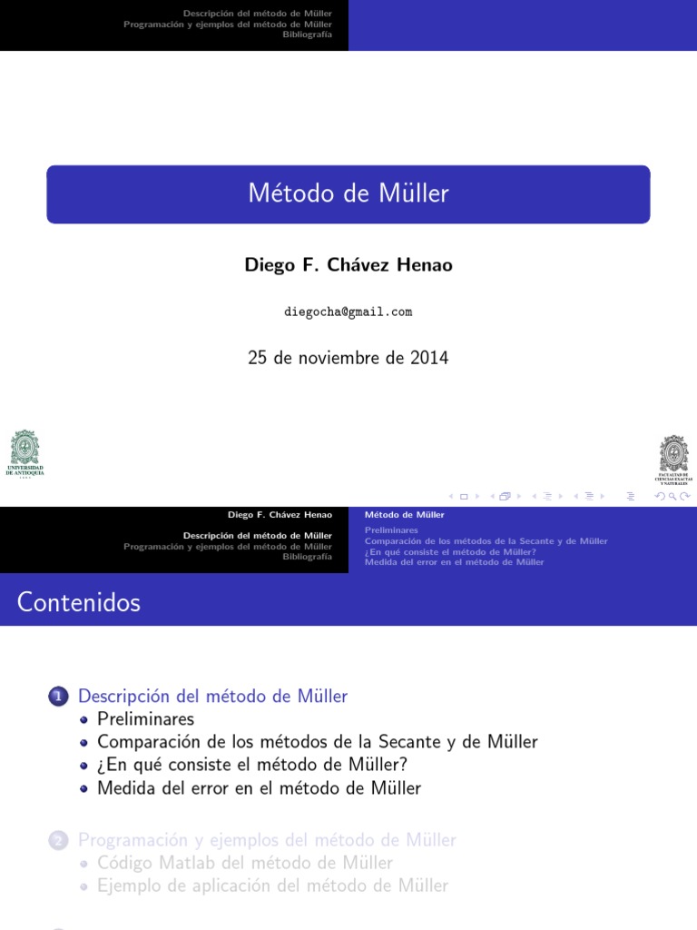 Descripción y Ejemplos del Método de Müller | PDF | Derivado | Cálculo