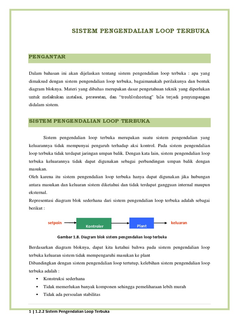 Diagram Blok Sistem Kontrol Loop Terbuka | PDF
