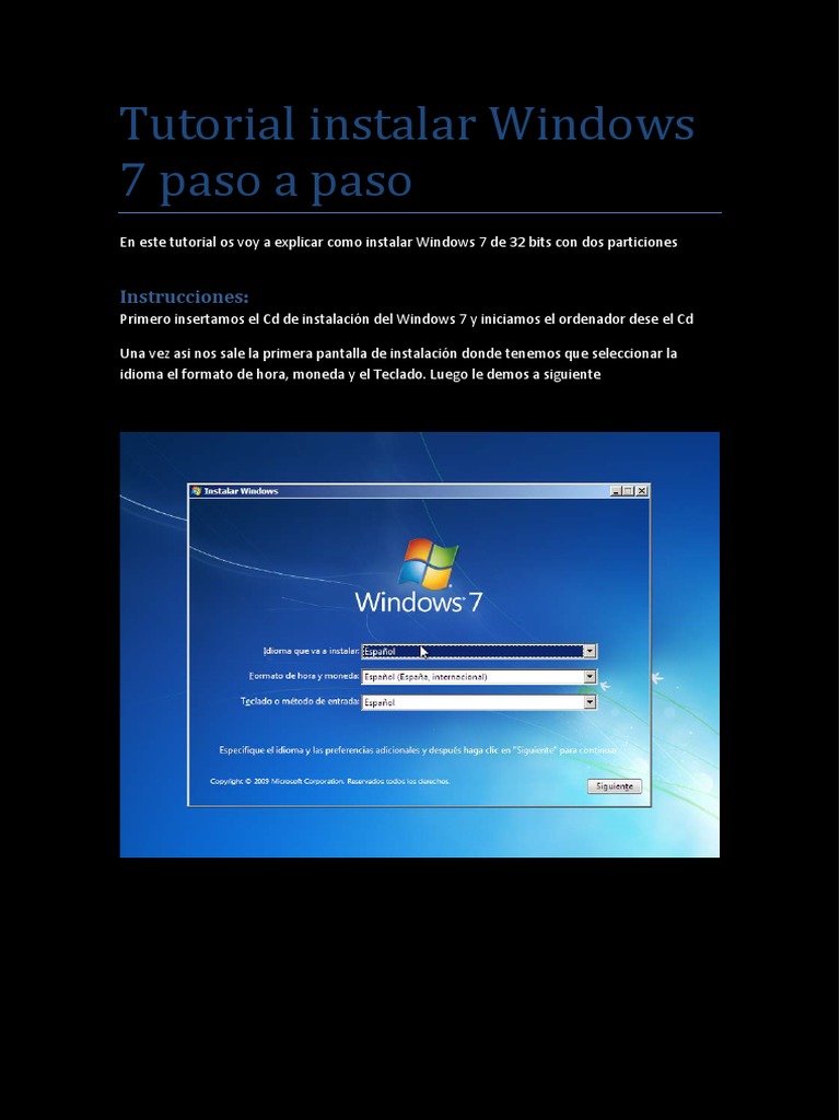 Tutorial Instalar Windows 7 Paso A Paso | PDF | Windows 7 | Microsoft ...