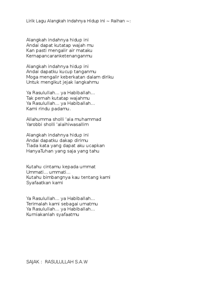 Lirik Lagu Alangkah Indahnya Hidup Ini Pdf