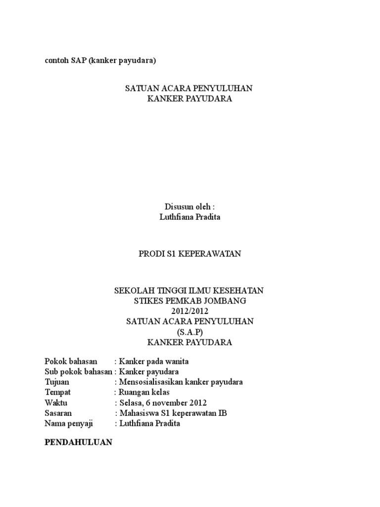 Contoh SAP Kanker Payudara