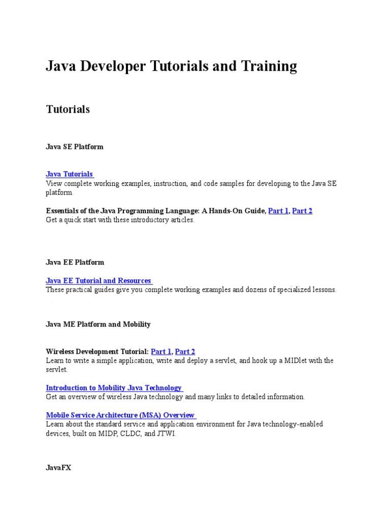 Java Developer Tutorials and Training | PDF | Computers | Technology ...