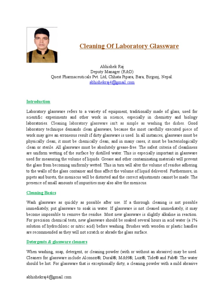 Cleaning of Laboratory Glassware | PDF | Solvent | Sterilization ...
