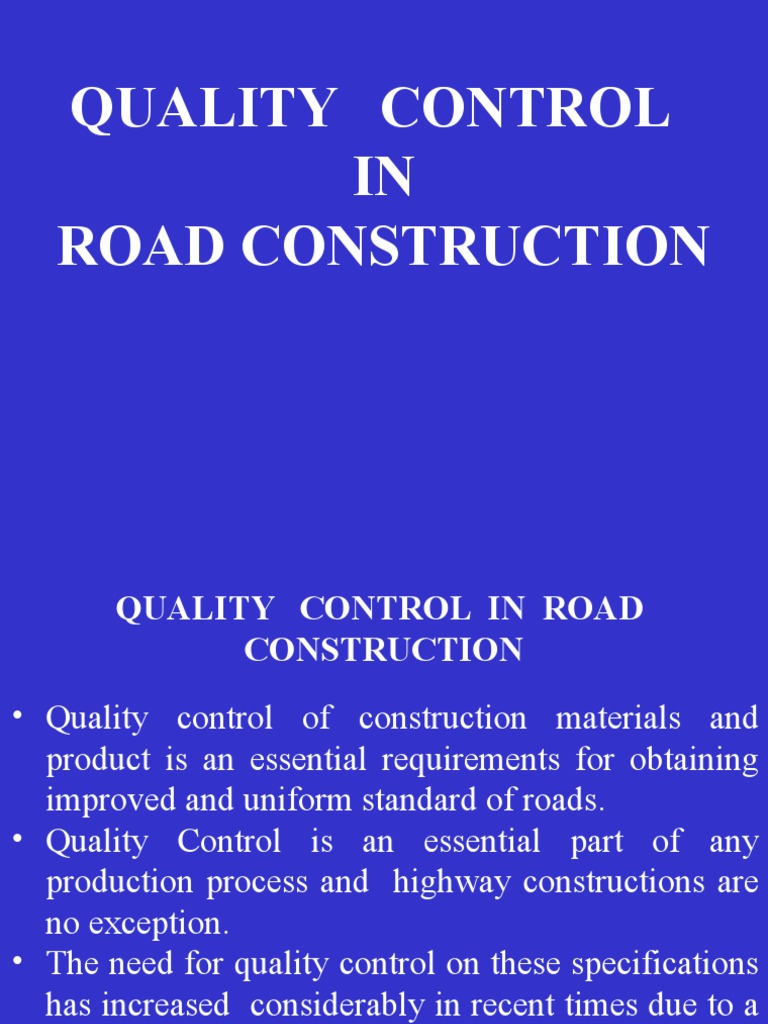 Quality Control In Road Construction Pdf Quality Assurance Concrete