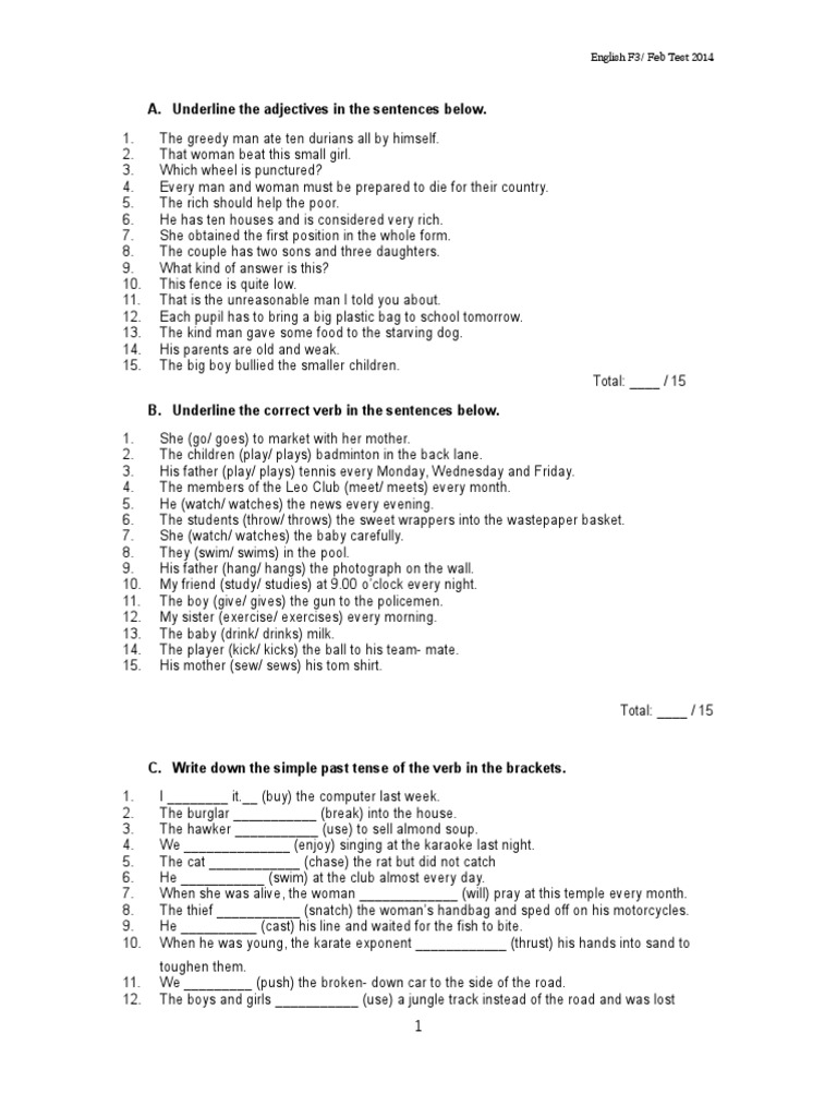 underline the adjectives in the sentences below pdf traffic