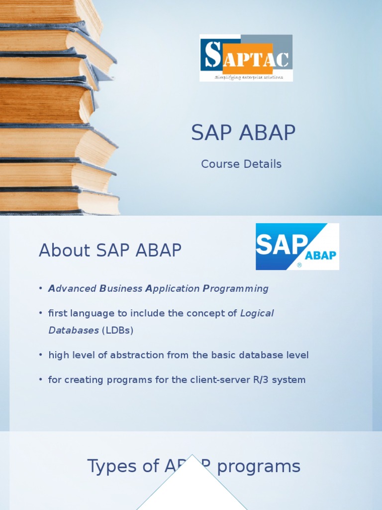 SAP ABAP Course Overview and Details | PDF | Career & Growth